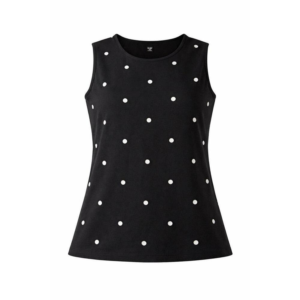 Classic Charter‎ Club Black Polka Dot Sleeveless Knit Top Cotton Shell Mens SZ M